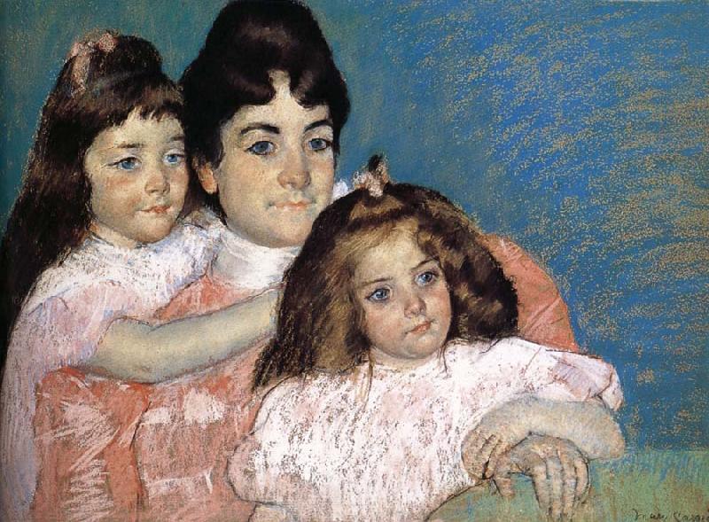 Mary Cassatt The Lady and her two daughter Norge oil painting art